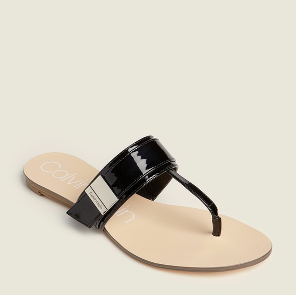 Calvin klein patent slide sandals - Picture 2 of 5